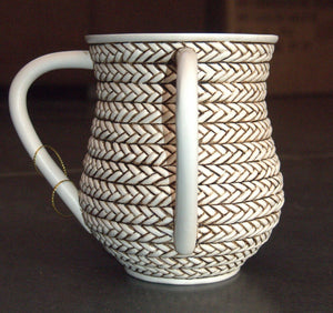 Judaica Poly Resin Brown White Hand Washing Cup Netilat Yadayim Natla braided