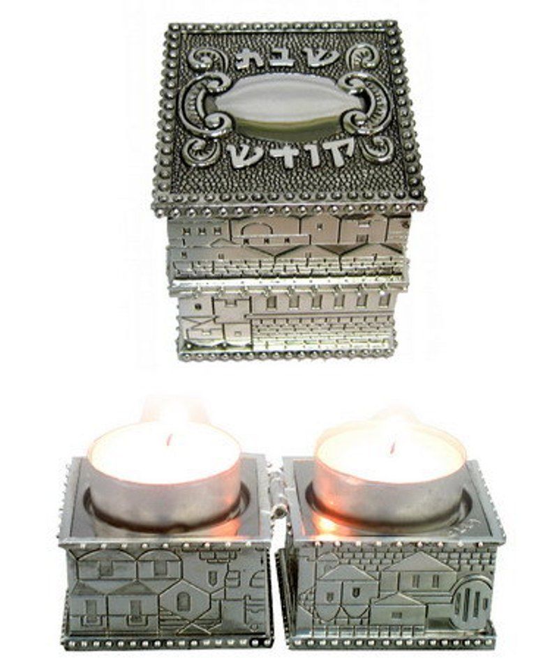 Judaica Portable Travel Candlestick Shabbat Kodesh Holiday Jerusalem View