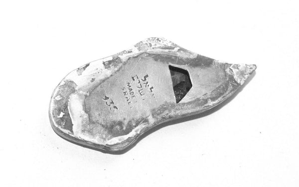 Judaica Vintage Mezuzah Case Bezalel 935 Silver w Old Scroll SHIN 4 cm Signed