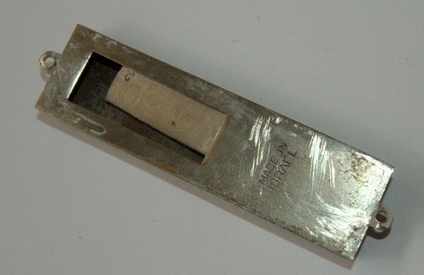 Judaica Vintage Small Metal Mezuzah Case w Old Scroll Signed Israel 1950's