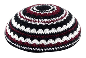 Knitted White Black Burgundy Crochet Kippah Yarmulke Yamaka Judaica Israel 20 cm