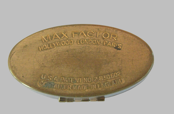 Vintage Max Factor Trinket Snuff Pill Lipstick Box Brass Mother of Pearl
