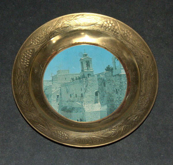 Vintage Bethlehem Nativity Church Plate Trinket Tray Wall Hang Christmas Israel
