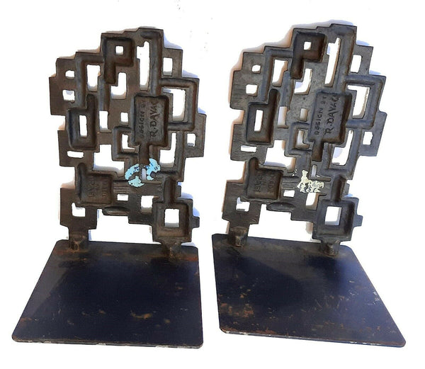 Judaica Book Holder Pair of Bookend Vintage Shalom Menorah 1960's Dayagi Signed