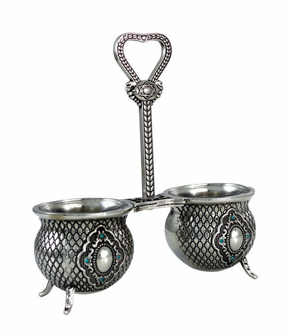 Salt and Pepper Bowl Set Shaker Stones Magen David Tableware Home Decor Judaica
