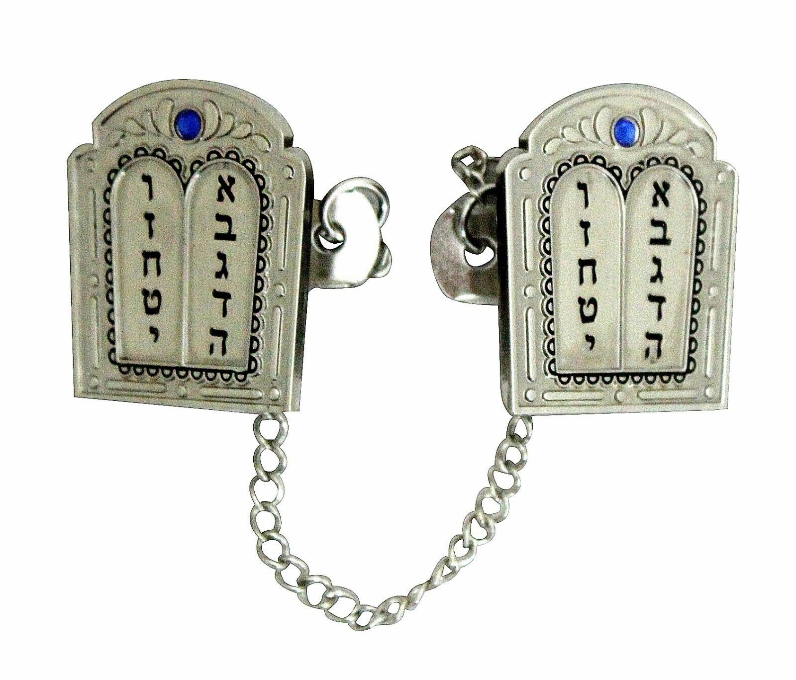 Tallit Talis Clips Prayer Shawl Luchot Habrit Tables of Covenant Inlaid Judaica