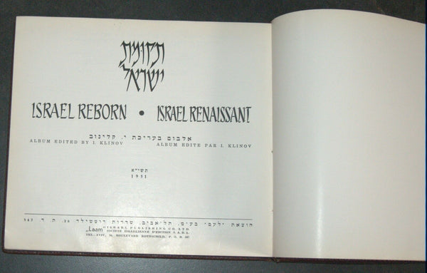 Vintage 1951 Book Israel Reborn Illustrated Hebrew English French Judaica