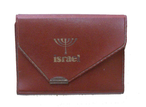 Vintage Judaica Israel Playing Cards Case Wallet w Menorah Symbol 1960's Piatnik