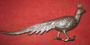 Vintage Pewter Peacock Long Trailing Tail Figurine Statuette Miniature Italy