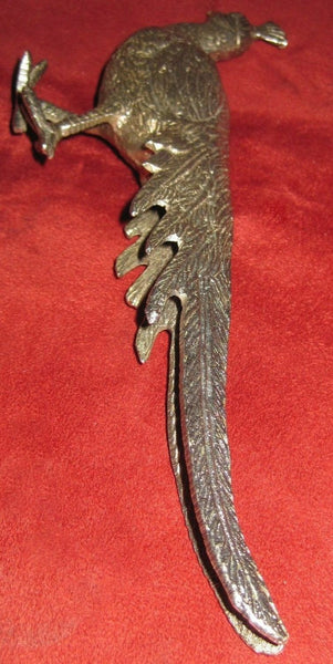 Vintage Pewter Peacock Long Trailing Tail Figurine Statuette Miniature Italy