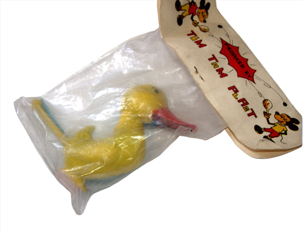 Vintage Plastic Whistle Duck 1960's Children Party Toy Israel Original Package