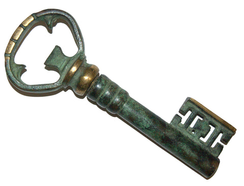 Vintage Skeleton Key Corkscrew Wine Bottle Opener Hidden Worm Bronze