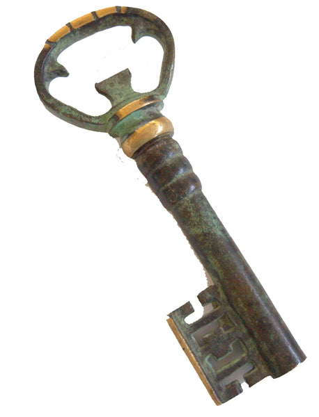 Vintage Skeleton Key Corkscrew Wine Bottle Opener Hidden Worm Bronze