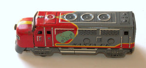 Vintage Tin Santa Fe Locomotive Train Toy Friction Wheels Japan 1960's