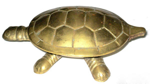 Vintage Tortoise Turtle Figurine Hinged Brass Trinket Box Miniature Statuette